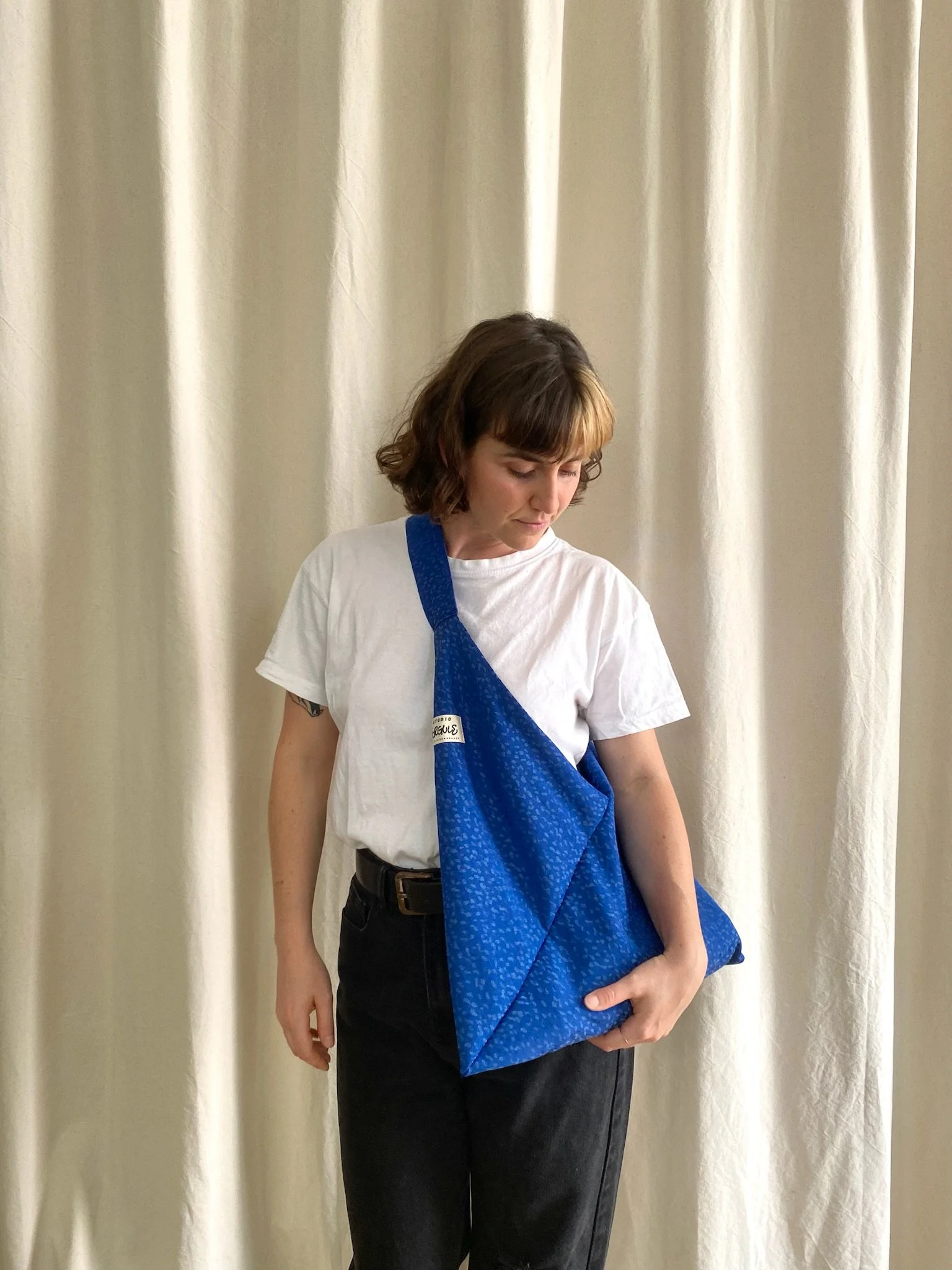 Sac à bandoulière - bleu à motifs