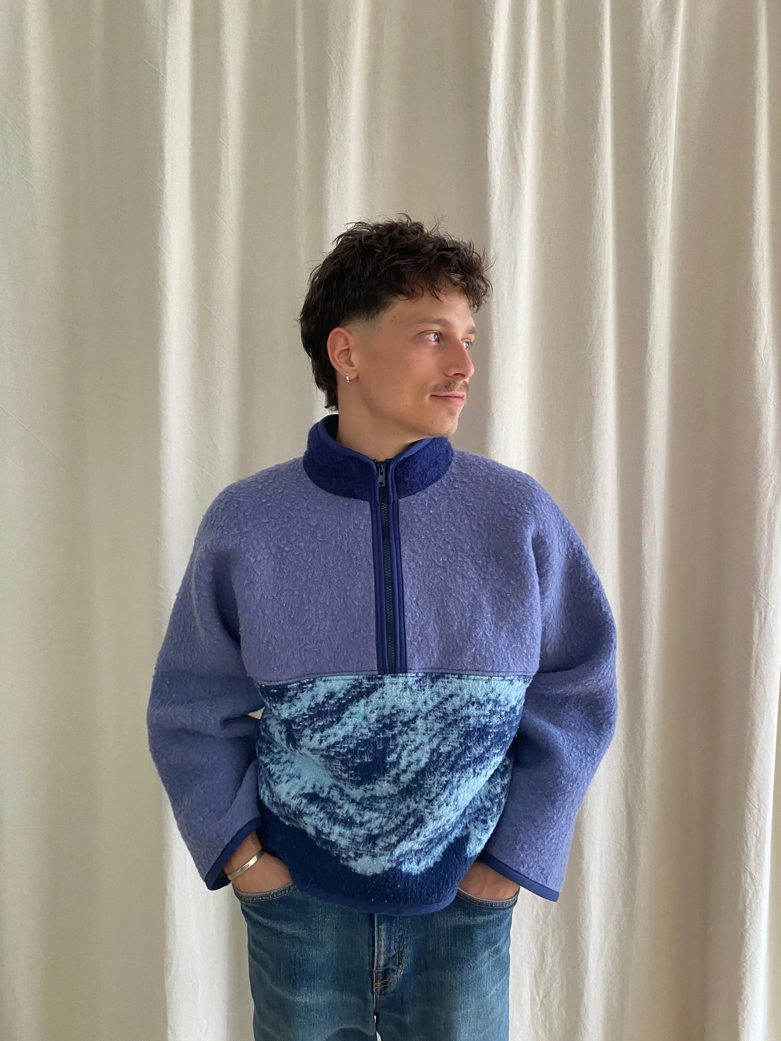 Polaire demi-zip - bleu
