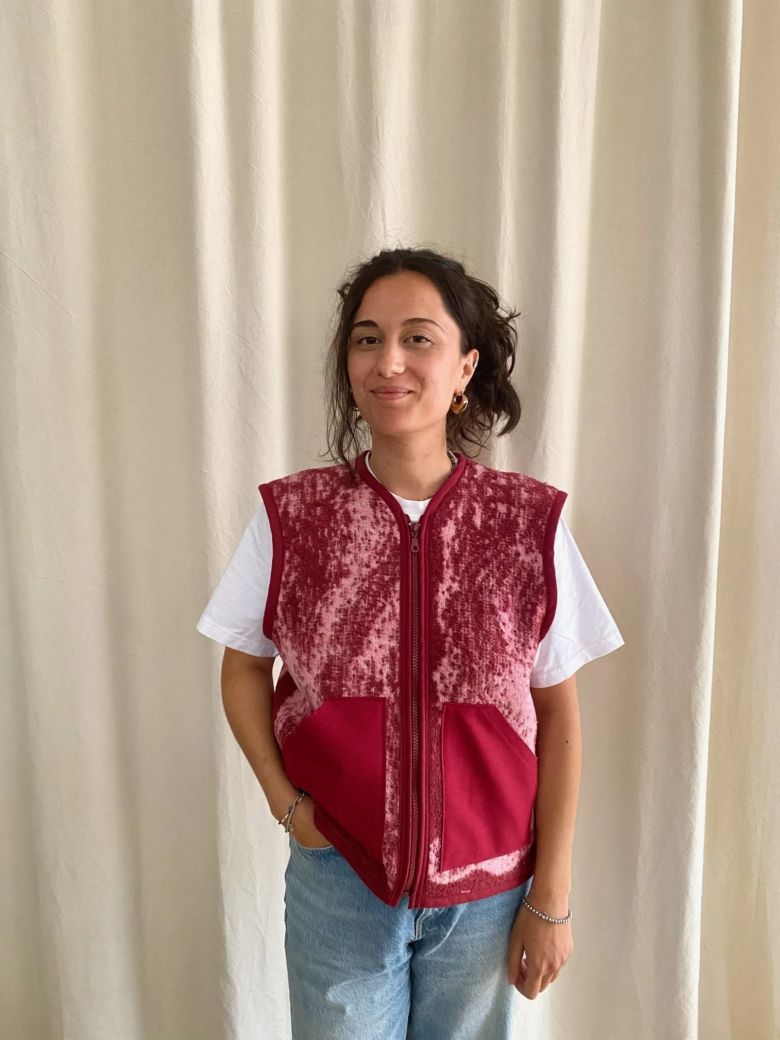 Gilet sans manche - tigre rose avec poches