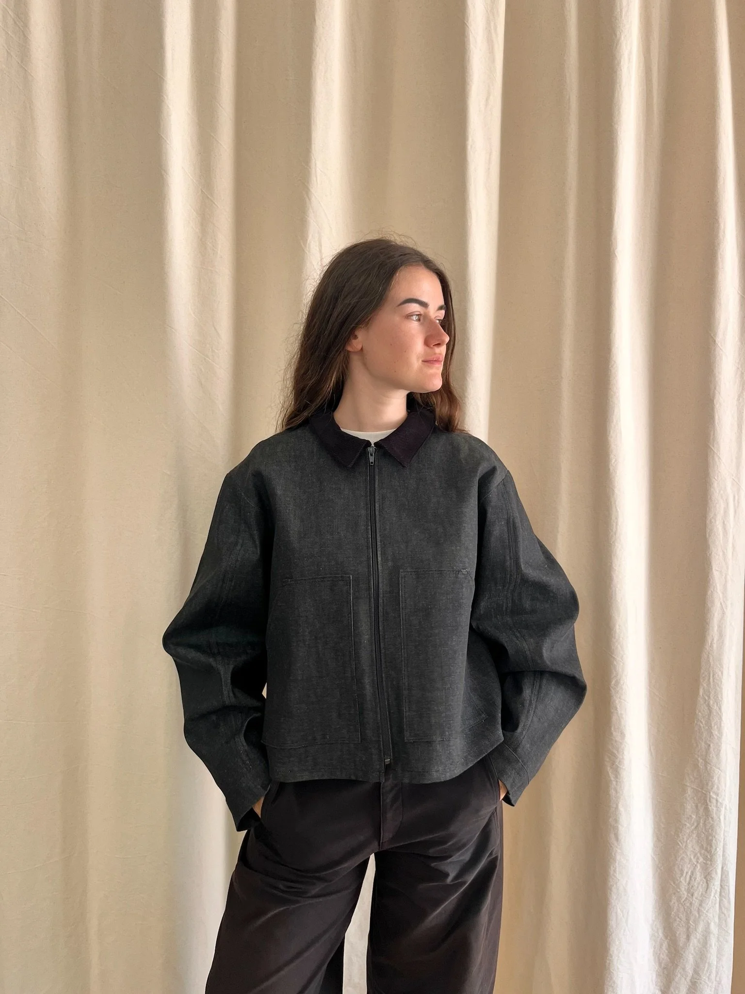 Veste ballon - jeans noir