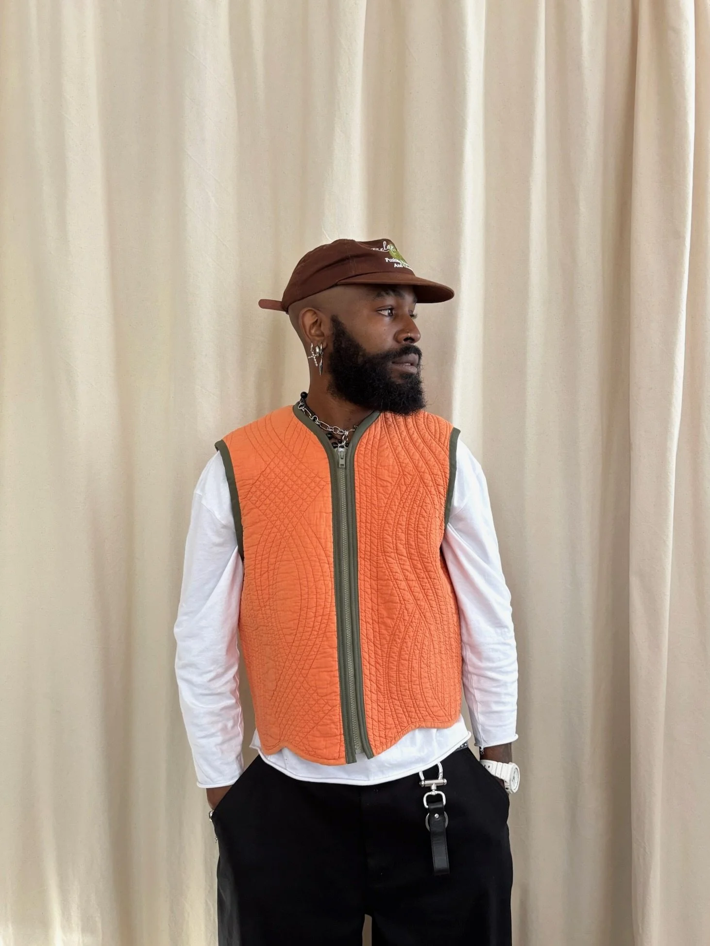 Gilet sans manche - orange matelassé