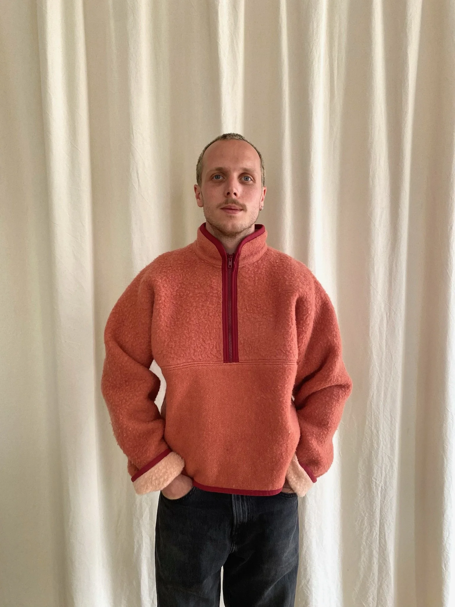 Polaire demi-zip - rose