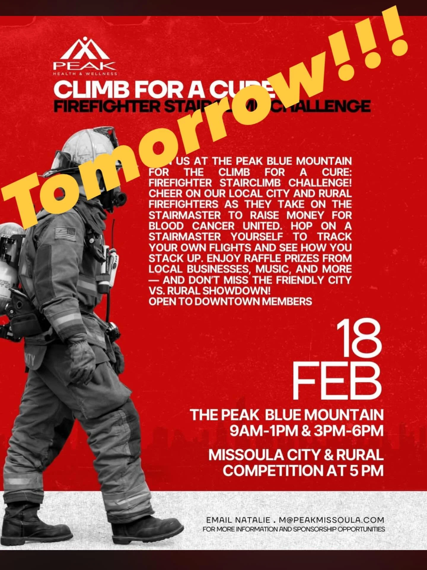 Join our firefighters, along with @missoulafirefighters at @peakmissoula tomorrow, for day of competition and fundraising for blood cancer research! Hope to see you there!!! #firefighters #ᴄᴀɴᴄᴇʀsᴜᴄᴋs #missoula #stairclimb #fundraiser