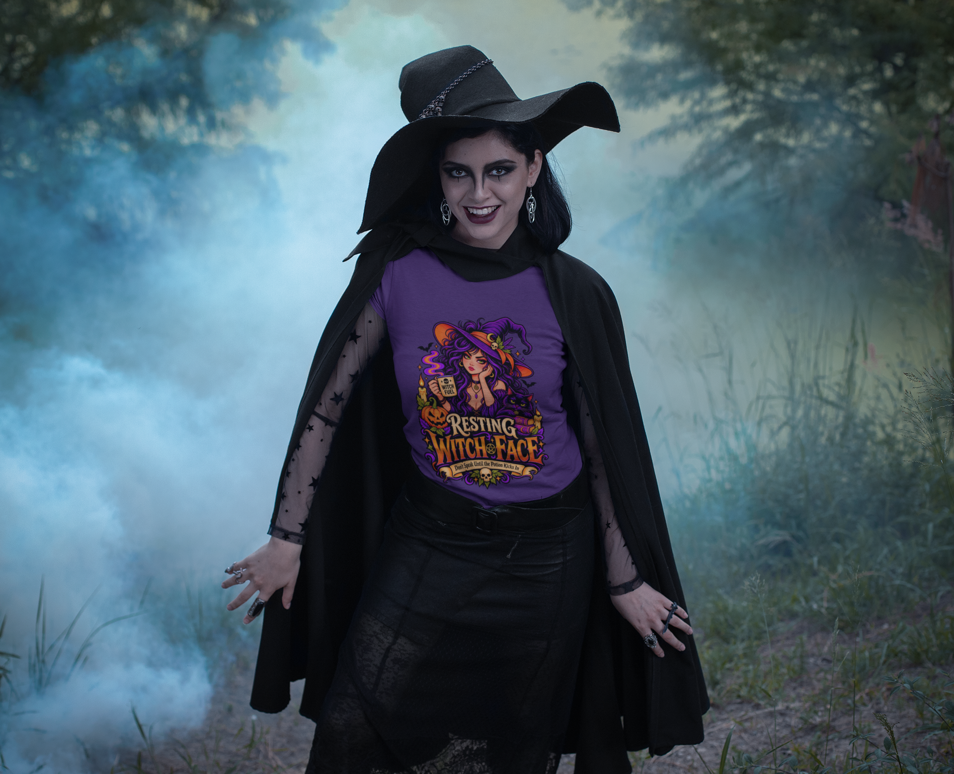 Resting Witch Face Shirt | Funny Halloween Witch Tee | Spooky Coffee Lover Graphic T-Shirt