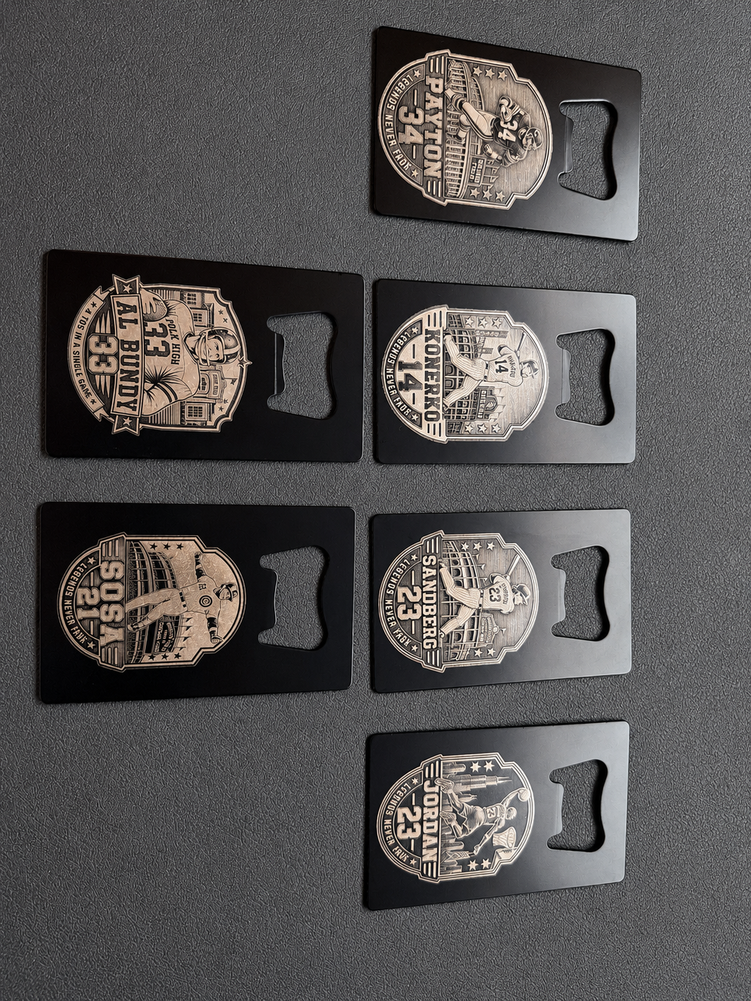 Chicago Legends Never Fade Engraved Wallet Bottle Opener