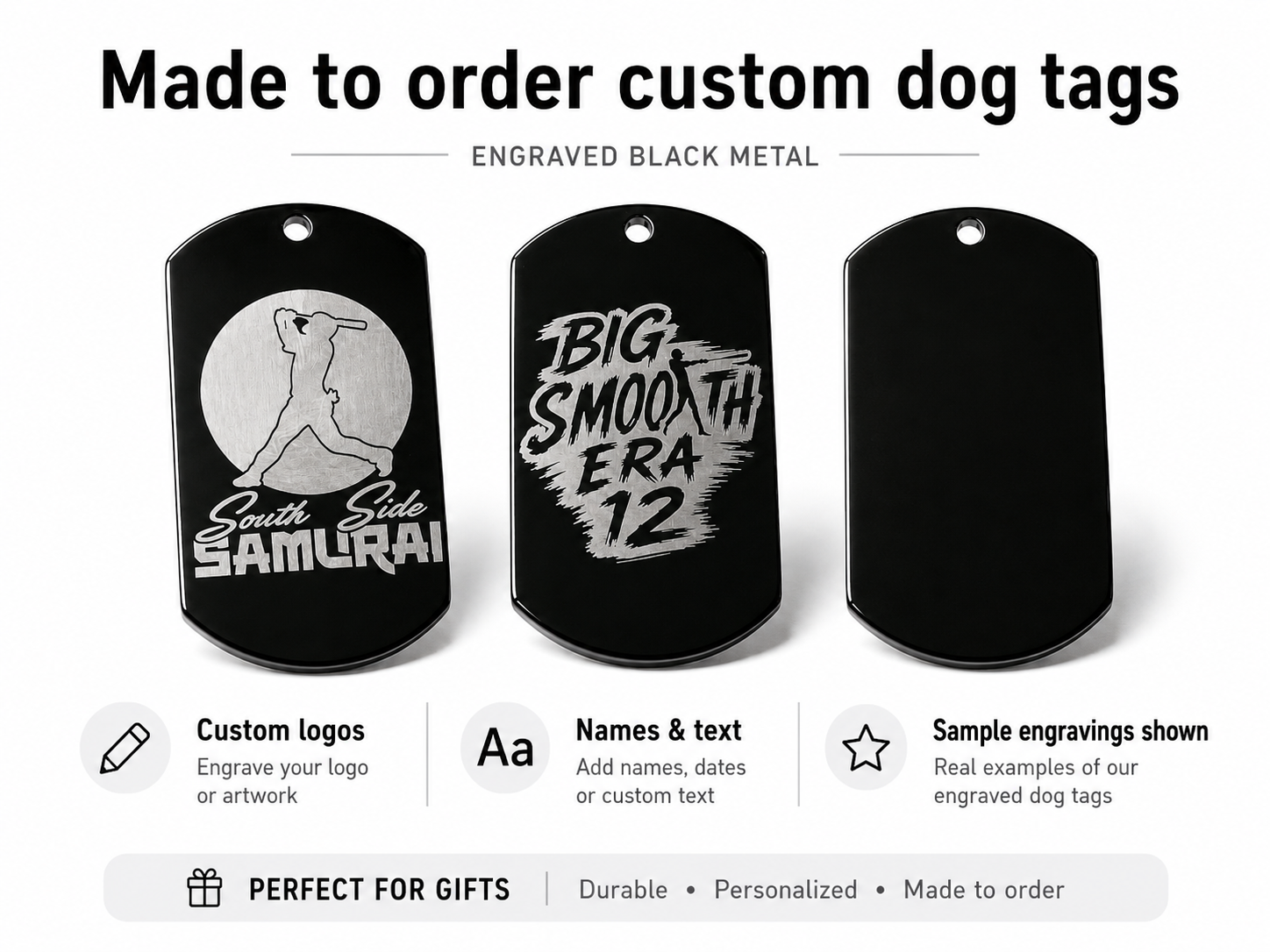 Custom Laser Engraved Dog Tag Pendant | Pet ID Tag, Keychain Tag, Memorial Tag, or Promo Tag