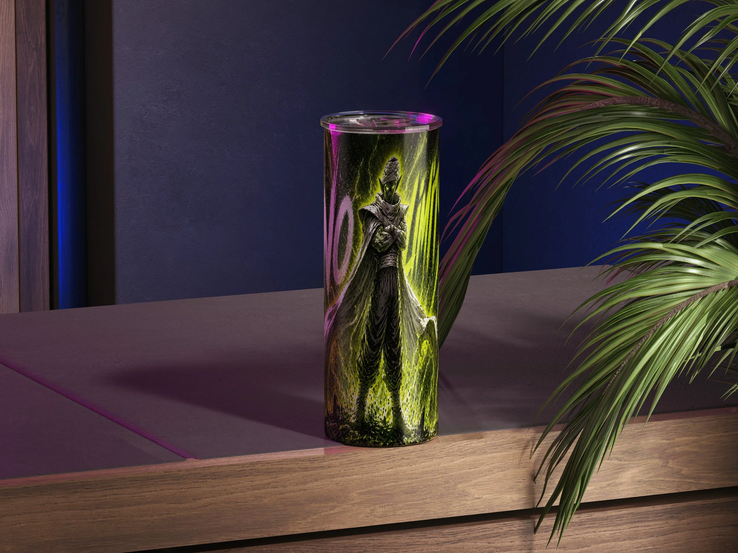 Green Anime Energy Skinny Tumbler 20oz | NO LIMITS Power Cup | Lightning Aura Travel Mug | Gym Anime Gift | Fighter Style Stainless Steel Tumbler