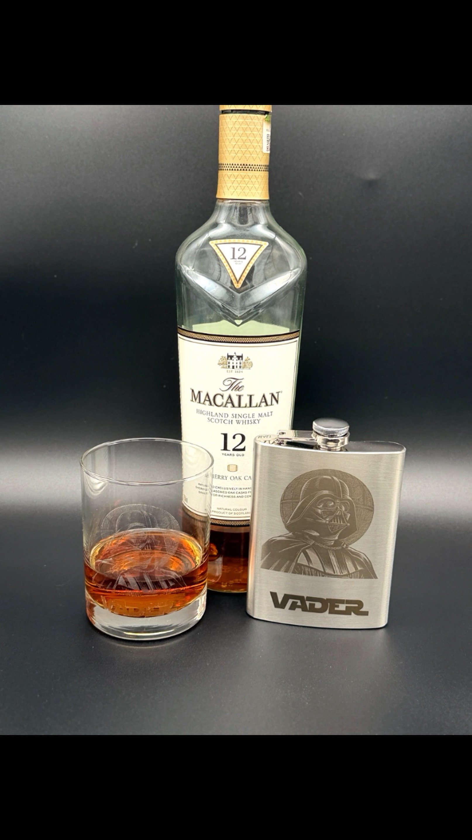 Vader Engraved Flask & Glass Set