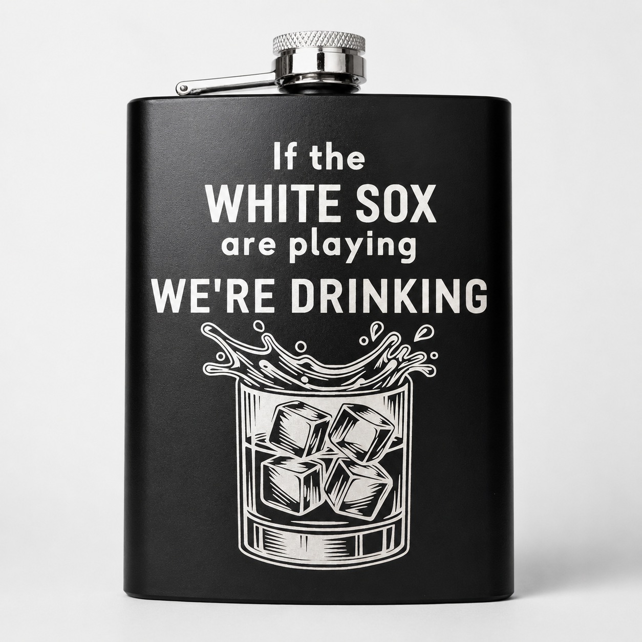 South Side Baseball Drinking Flask – Engraved Black Whiskey Flask