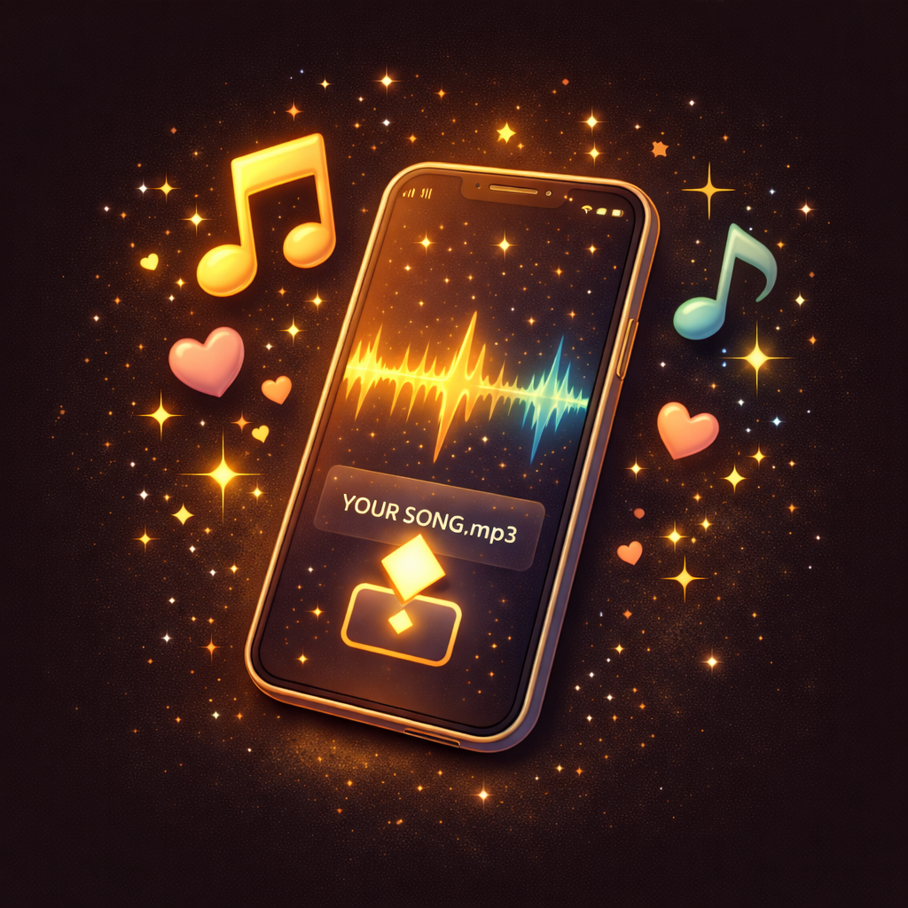 Illustration representing delivery of a personalized song as a digital music gift