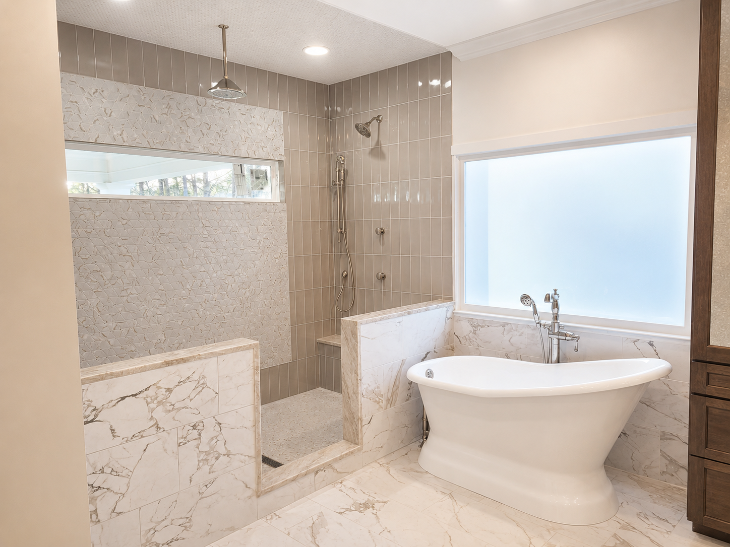 bathroom shower tile remodel and bathtub