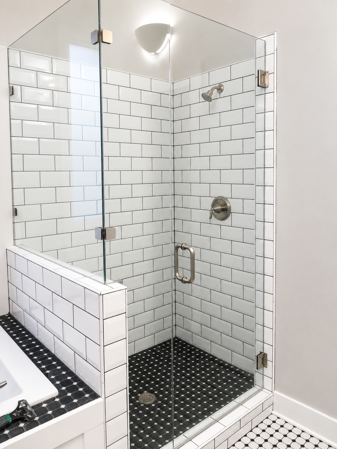 standing shower tile remodel