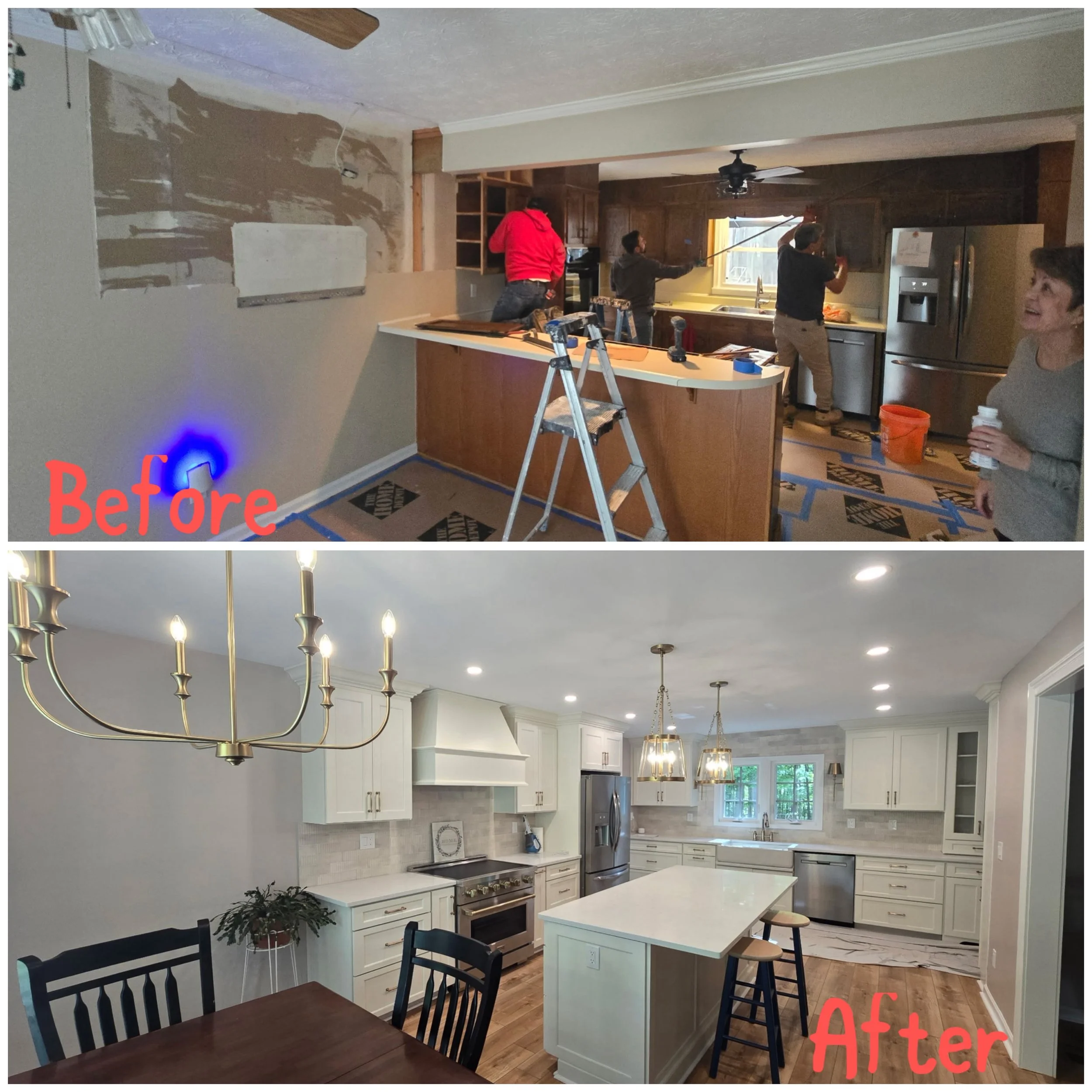 Wall demolition, open concept