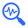 Lupe über einem Herzfrequenz- oder EKG-Symbol