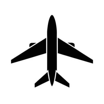 Silhouette of an airplane viewed from above.