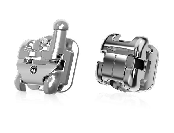 Self-ligating metal brackets