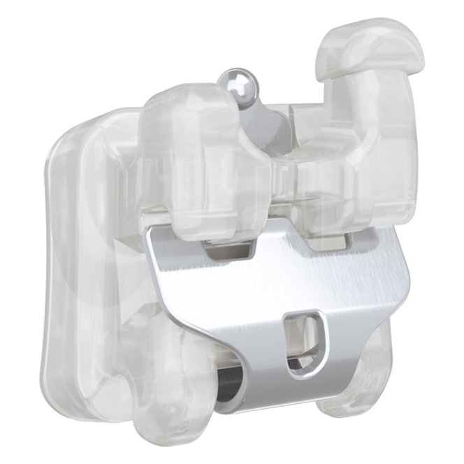 Aesthetic self-ligating bracket with a translucent body