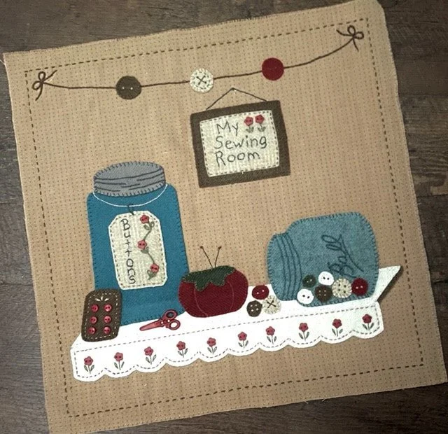 My Sewing Room - Blue Jar Medley Block #3