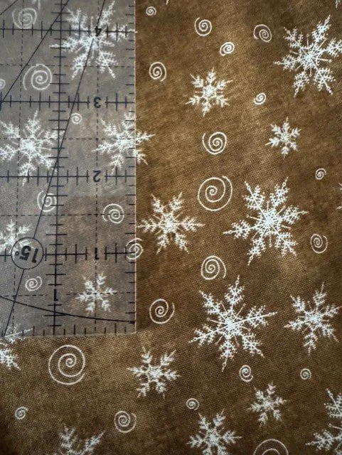 Brown with Cream Snowflakes Fabric