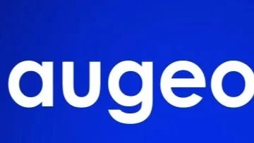 The logo of Augeo, featuring white lowercase letters on a blue background.