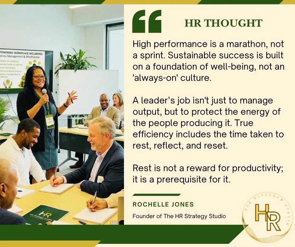 This week, the HR Thought is focused on wellbeing. How do you reset to ensure you are power charged for the week?  Let me know in the comments. 

#wellbeing #wellbeingatwork #restandrecharge #thehrstrategystudio