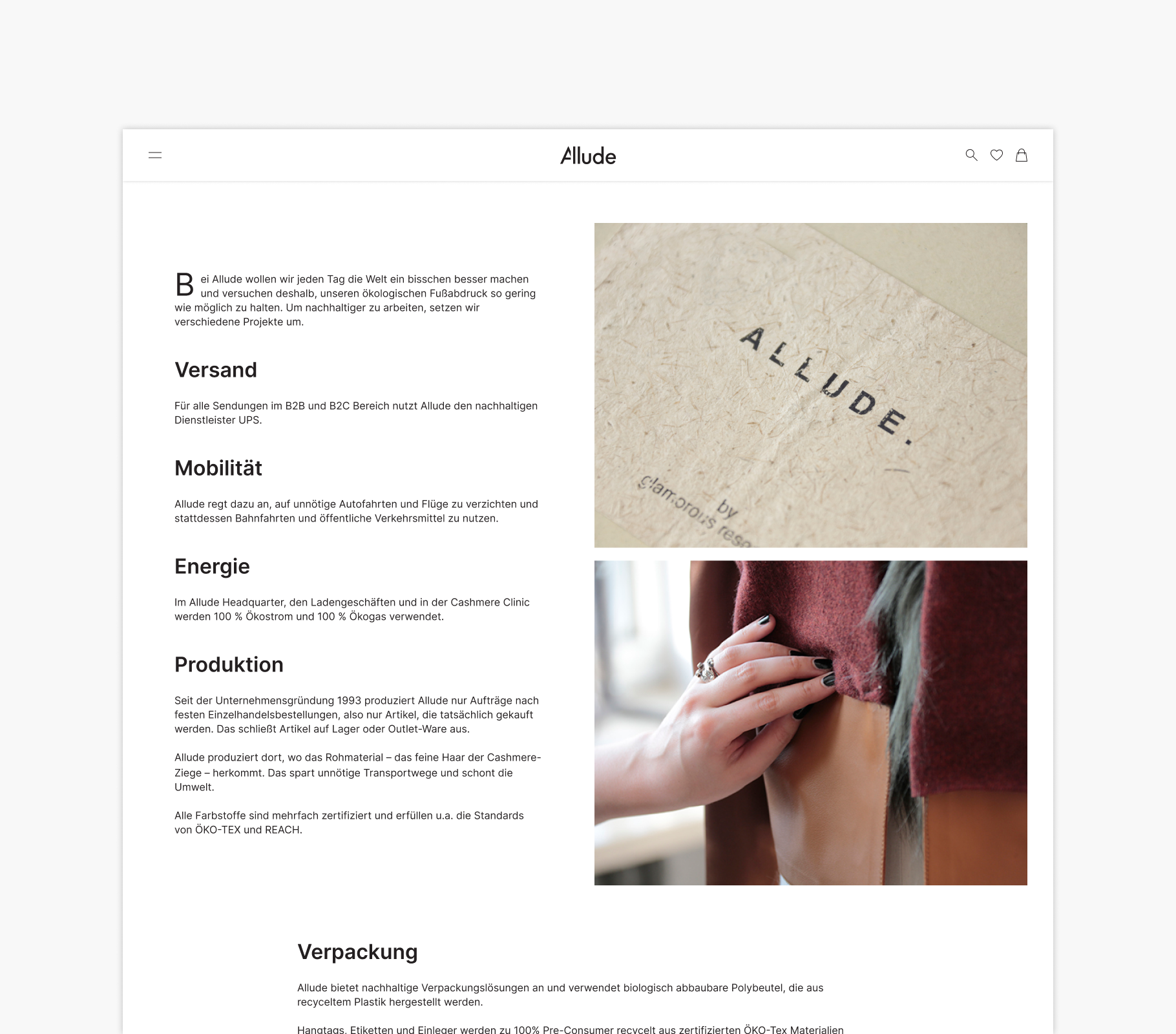 Luxury fashion website UX for Allude including responsive layouts and refined digital navigation
