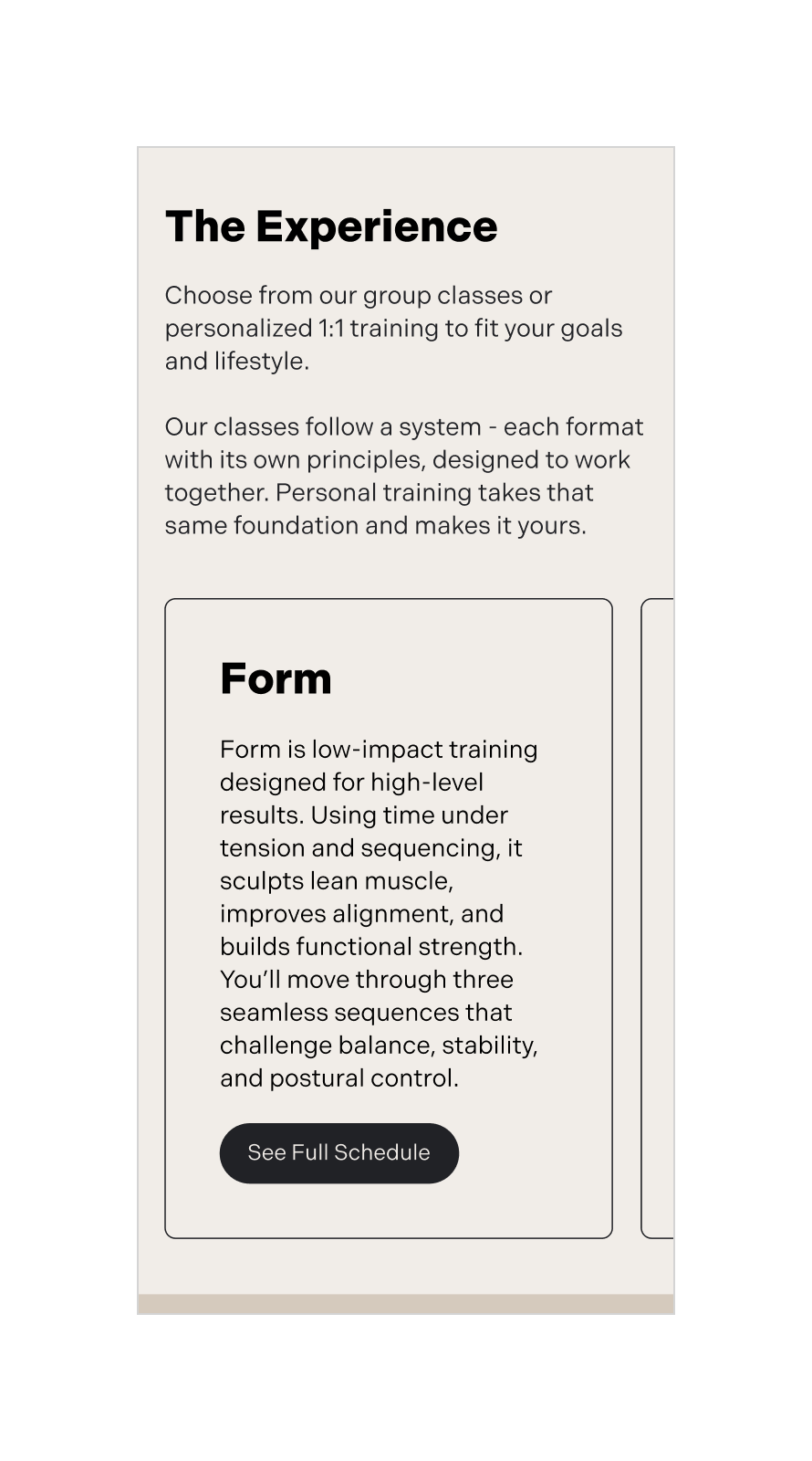 Brand and website design for luxury fitness studio Rare Form in Munich