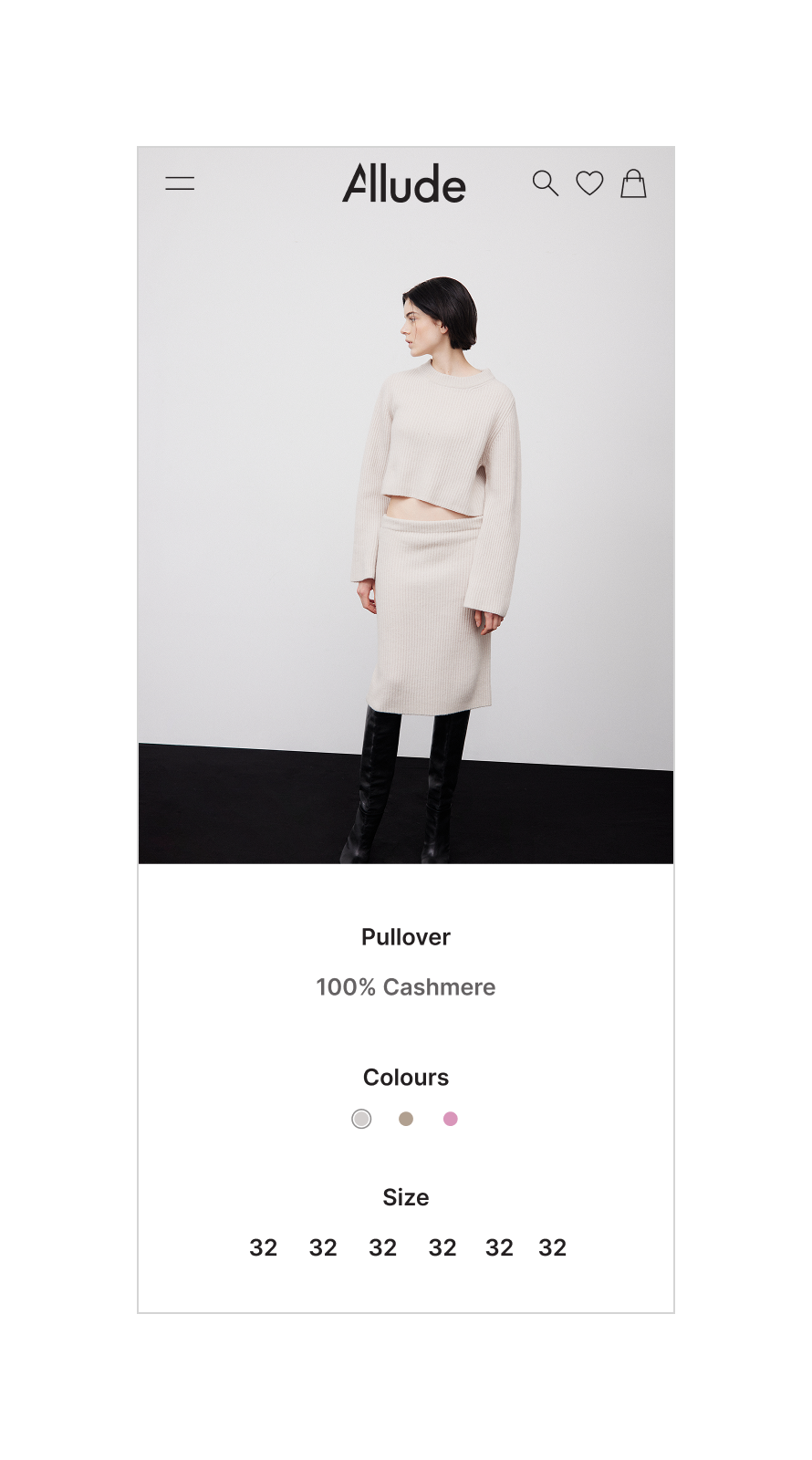 Responsive e-commerce website design for Allude featuring editorial imagery and product discovery