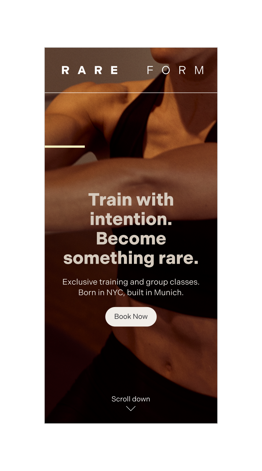 Brand and website design for luxury fitness studio Rare Form in Munich