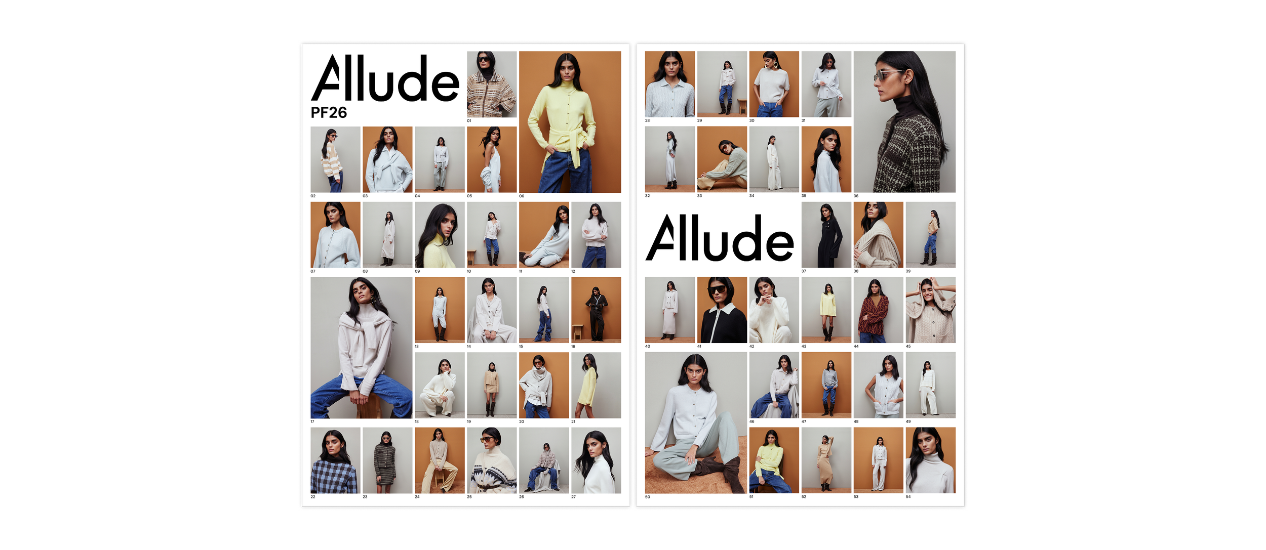 Luxury fashion lookbook design for Allude PF26