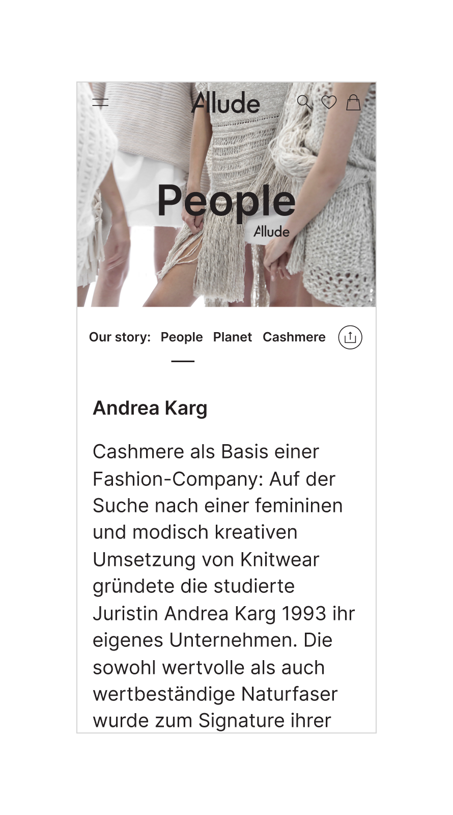 Responsive e-commerce website design for Allude featuring editorial imagery and product discovery