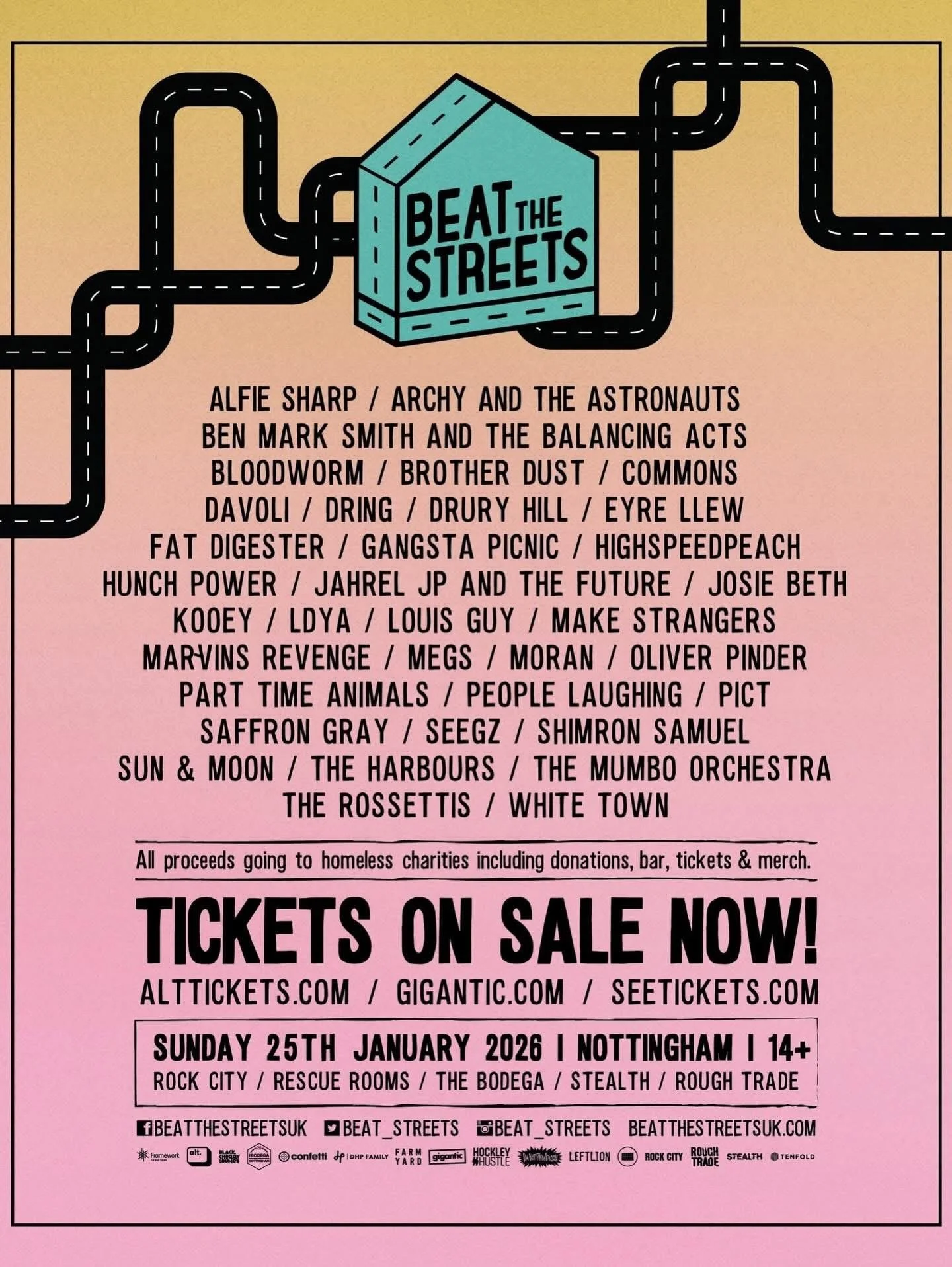 Poster featuring People Laughing performing at Beat The Streets in Nottingham.