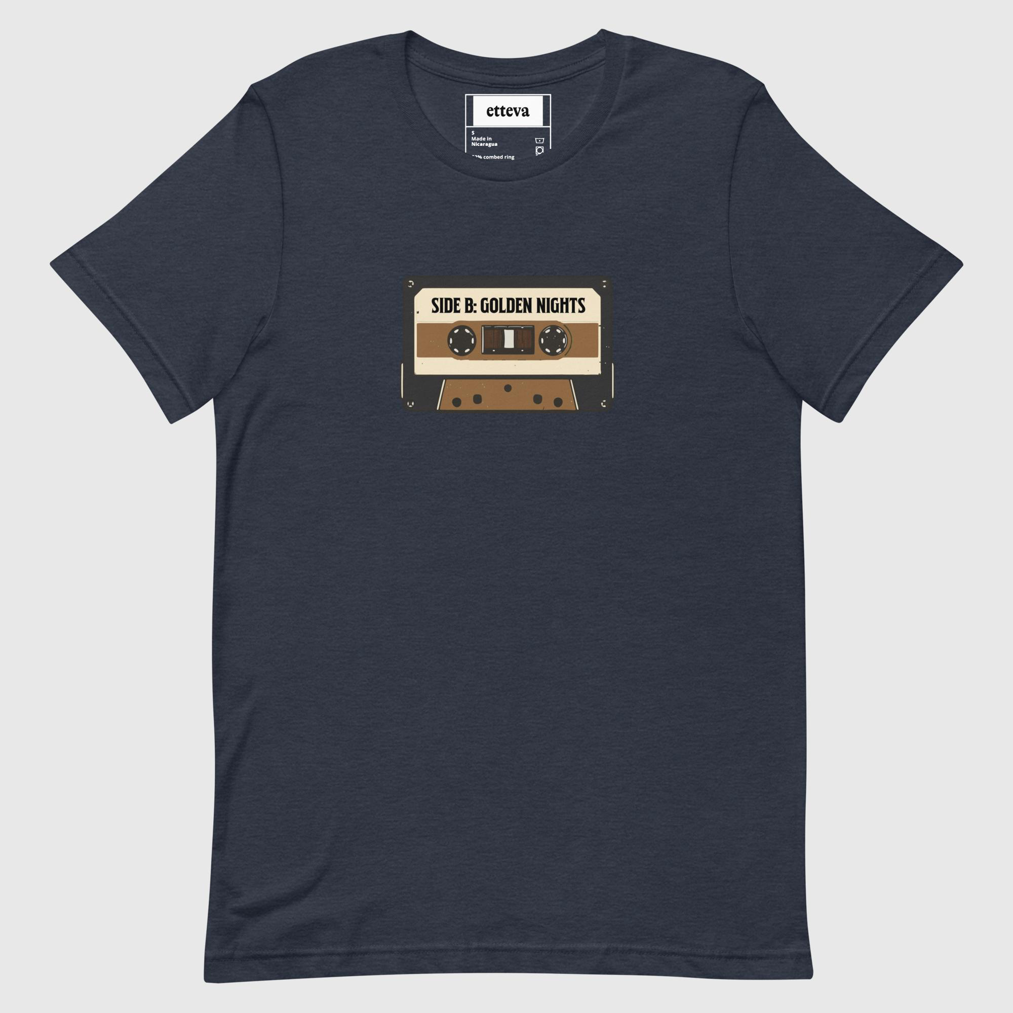 cassette-golden-nights-t-shirt-heather-navy.webp