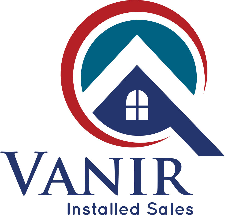 Logo for Vanir Installed Sales featuring a stylized house with a roof and window, with the word 'VANIR' and the phrase 'Installed Sales' underneath.