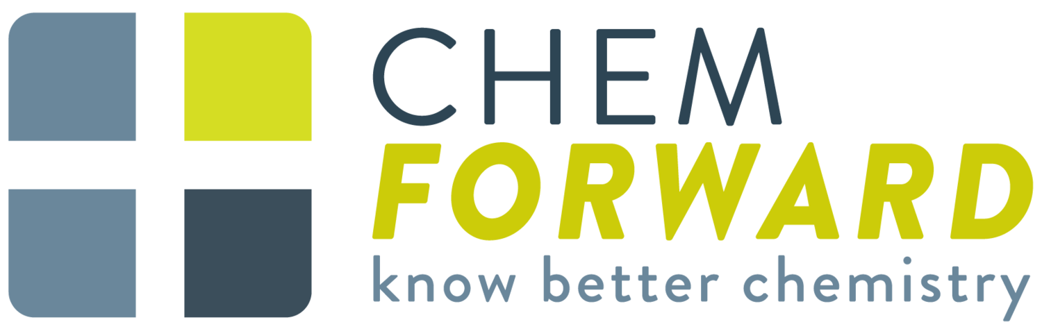 Logo of ChemForward with a grid design and the words 'Chem Forward' and the tagline 'know better chemistry'.