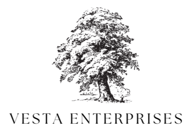 A logo featuring a large, detailed tree with the text "VESTA ENTERPRISES" beneath it.