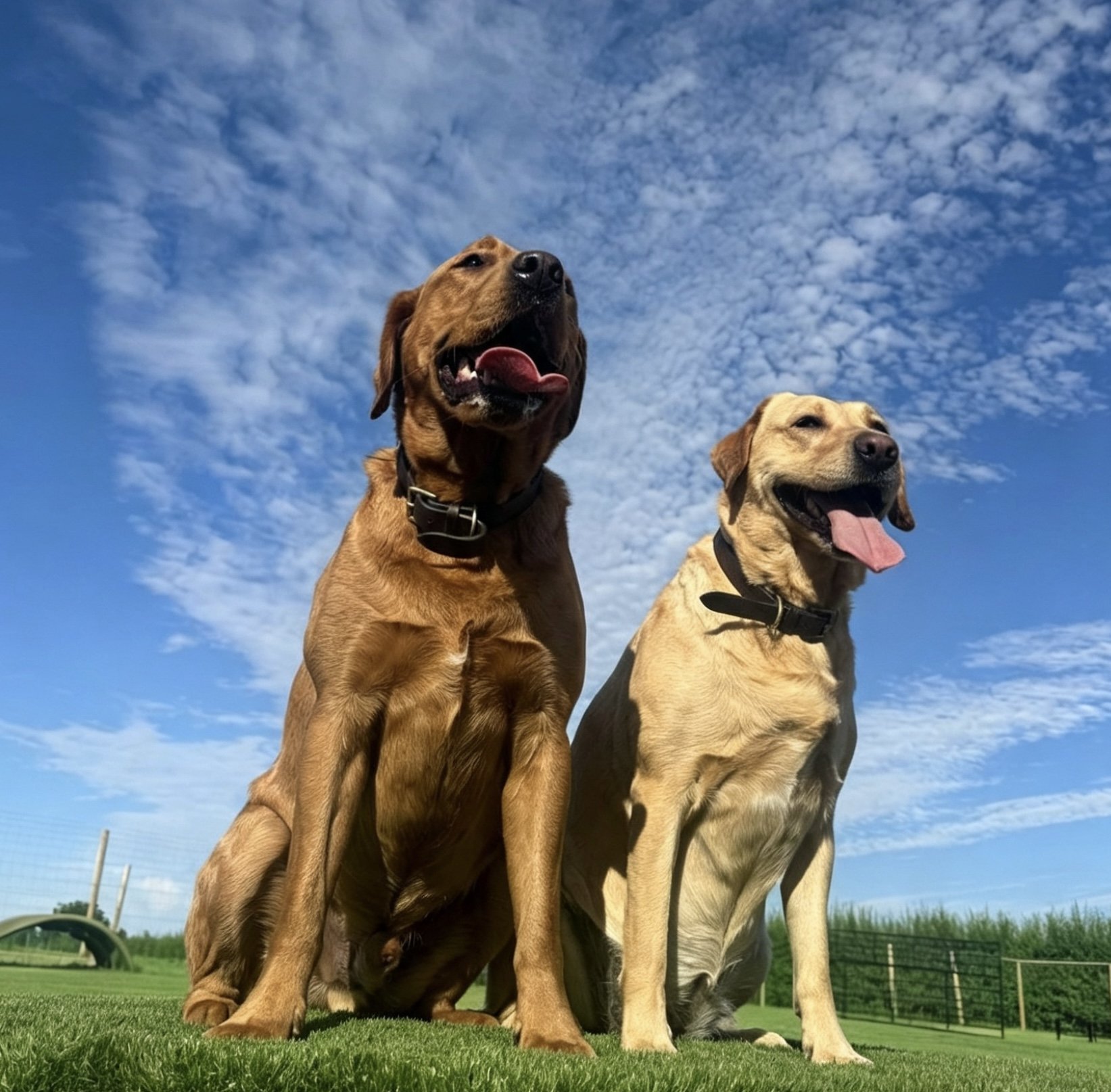 Two large dogs at K9-PT private dog field, Haslington By-Pass, Sandbach Crewe Cheshire