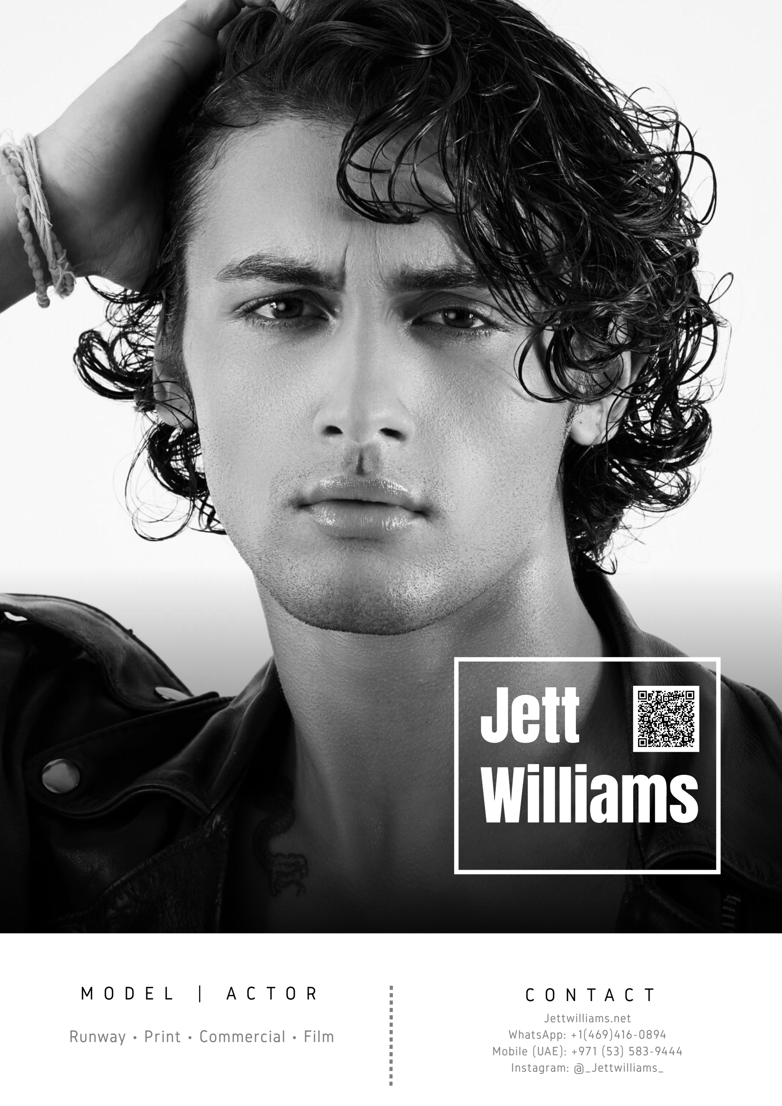 Jett Williams Comp Card Cover Model Actor