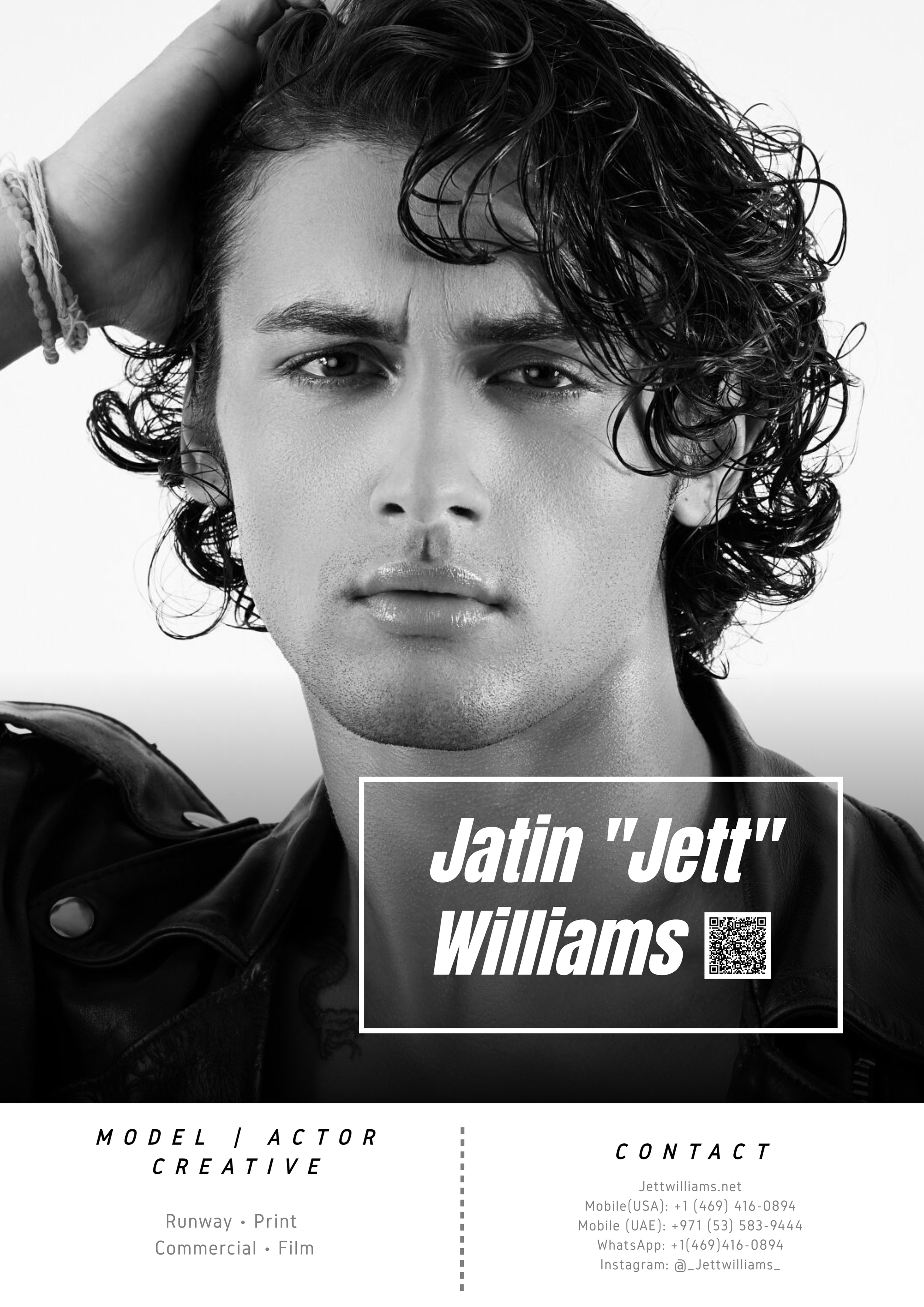 Jatin Jett Williams Comp Card Cover Model Actor