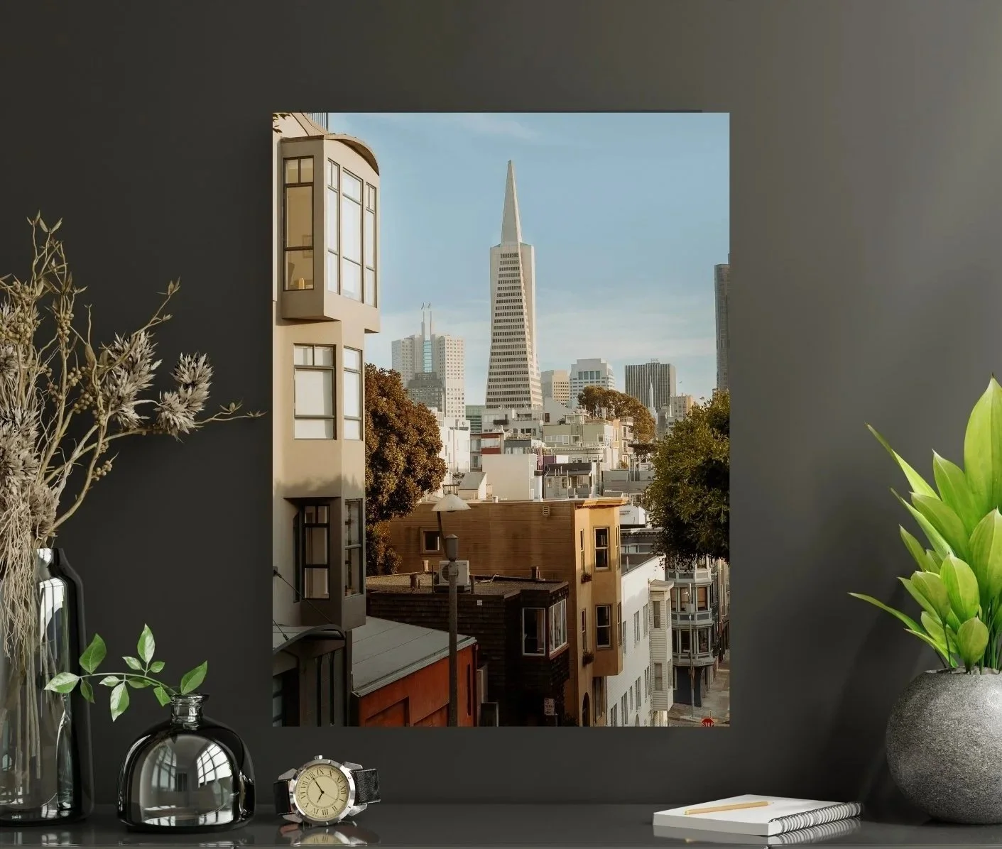 Wall display Transamerica Pyramid from a street