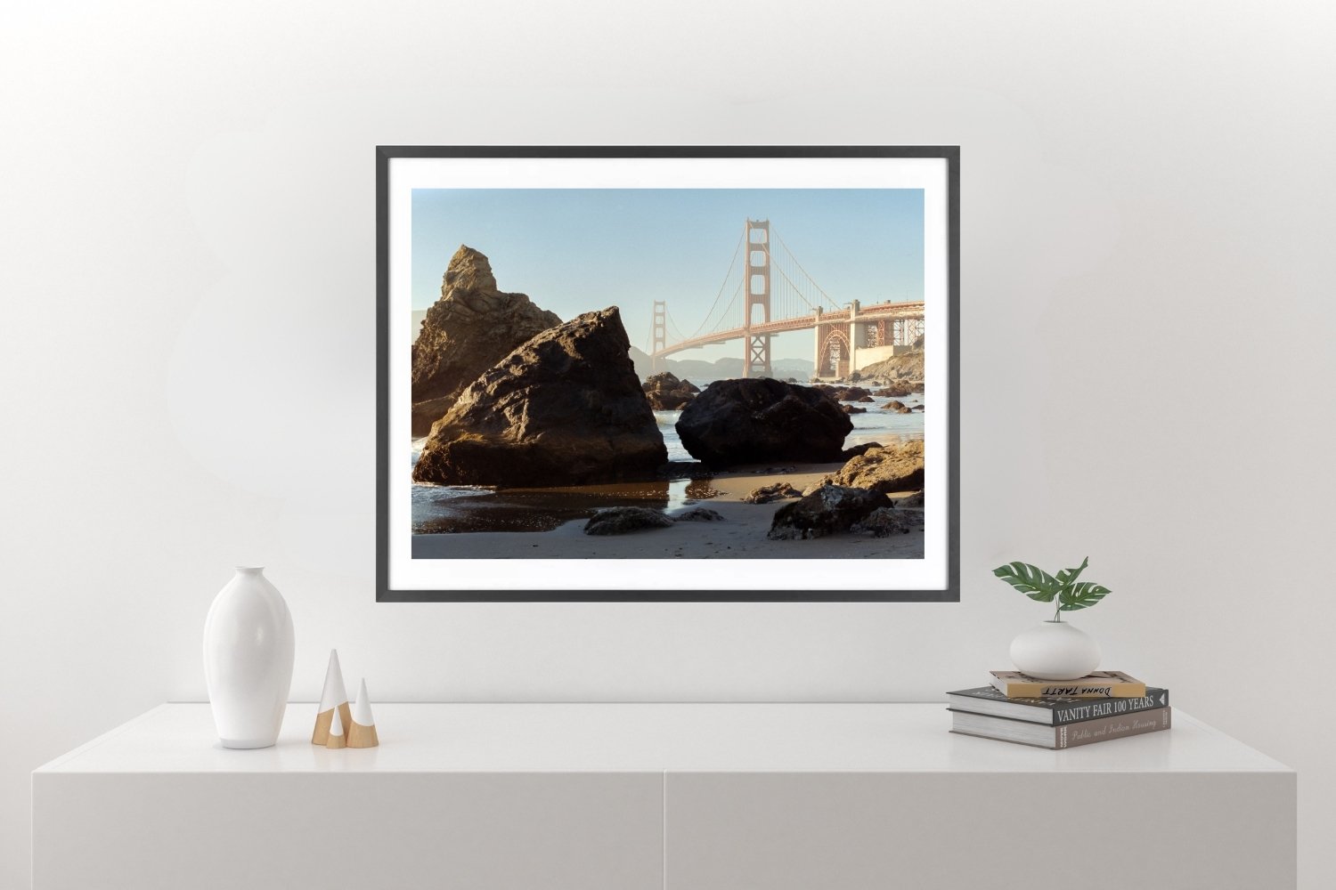 wall display Rocks at the beach and the bridge