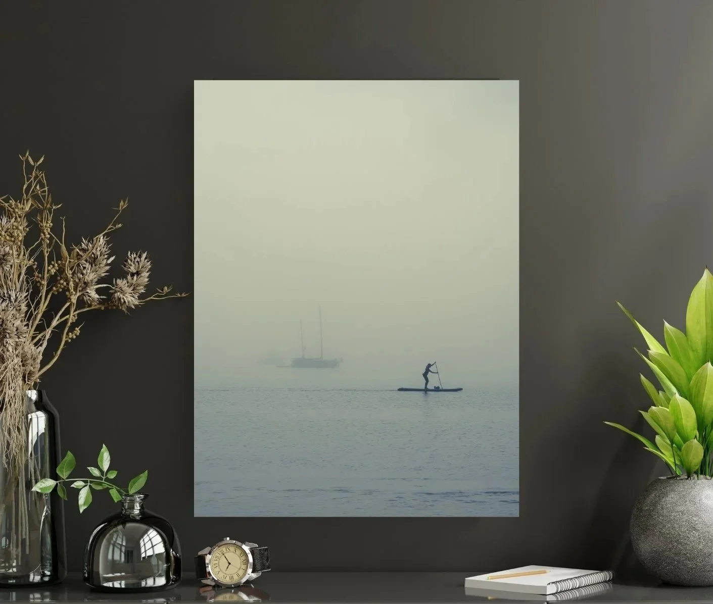 Wall display for and sup on water