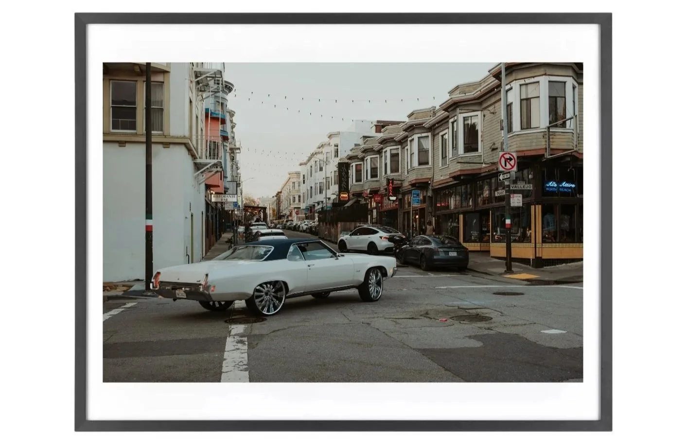Vintage Car on Grant Avenue San Francisco Print – Classic City Street Photography Wall Art