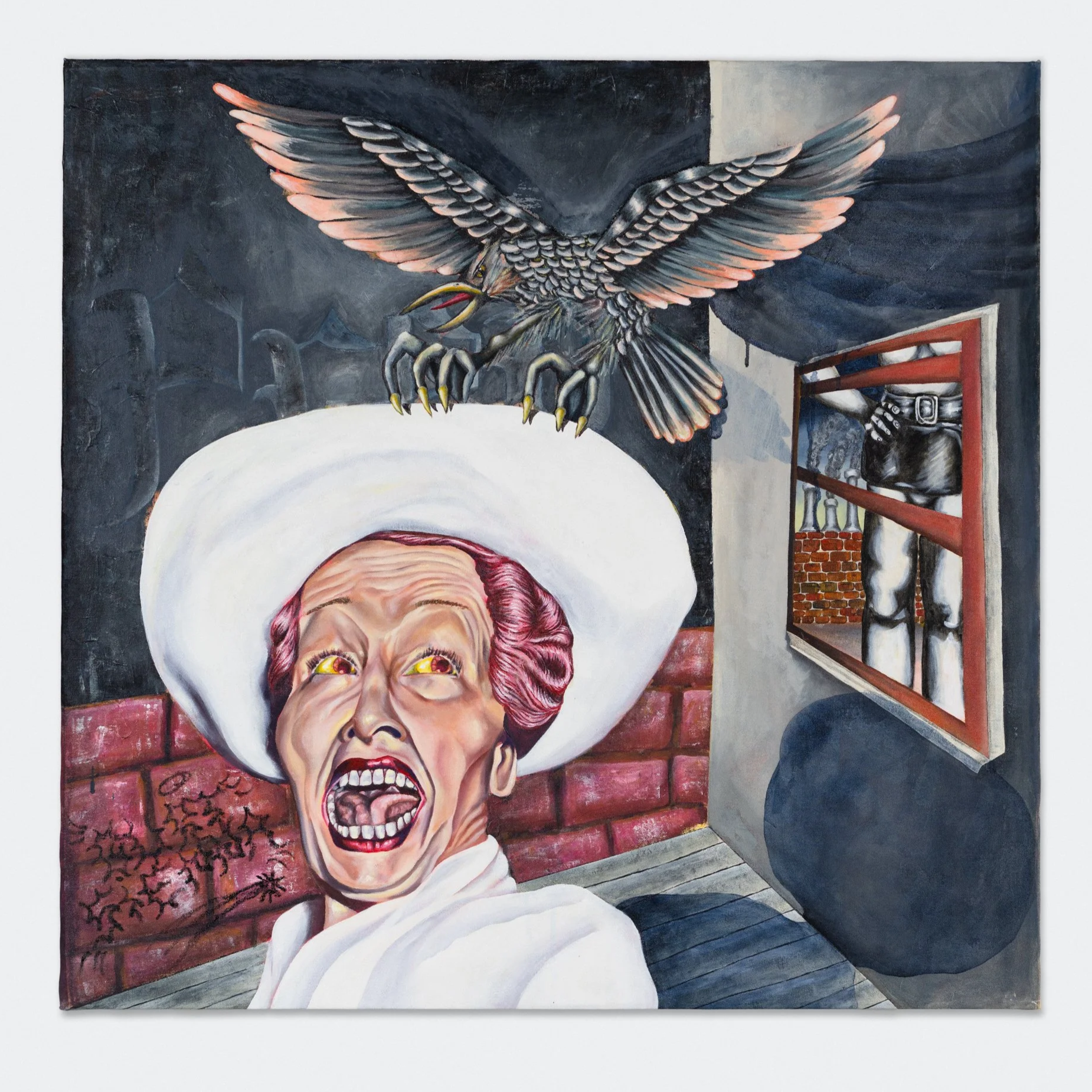 "Prey" 2024. 36 x 35" Acrylic on canvas 