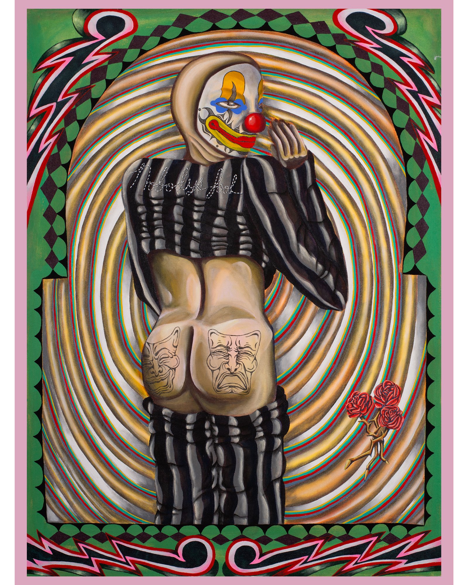 "Nobody's Fool" 2024. 27.5 x 37" Acrylic on canvas 