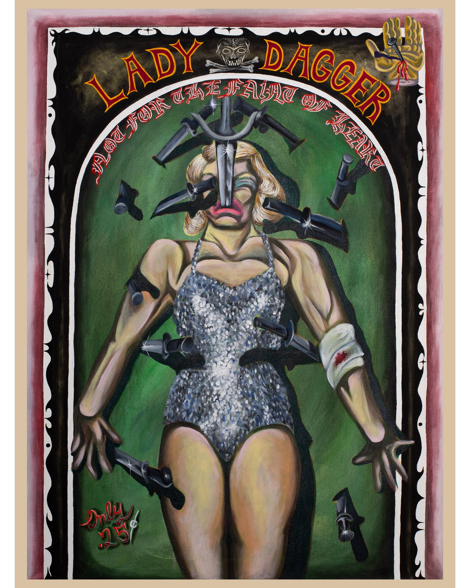"Lady Dagger" 2024. 27.5 x 37" Acrylic on canvas 