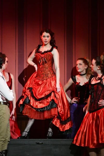 Hand embroidered corset, handmade skirts. Curtains, Lincoln-Sudbury Regional High, 2023 