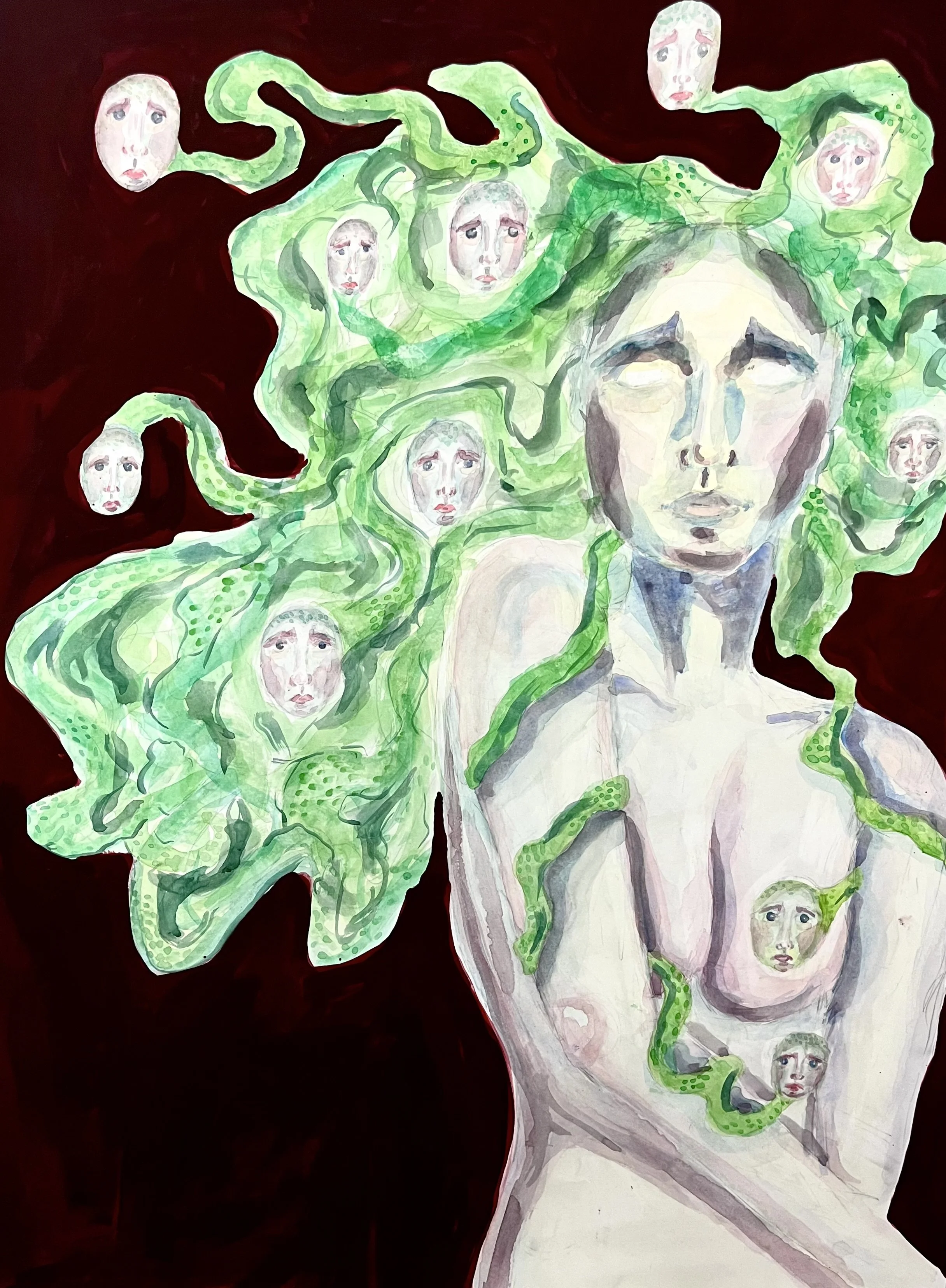 Watercolor on paper 
12x24''
2024