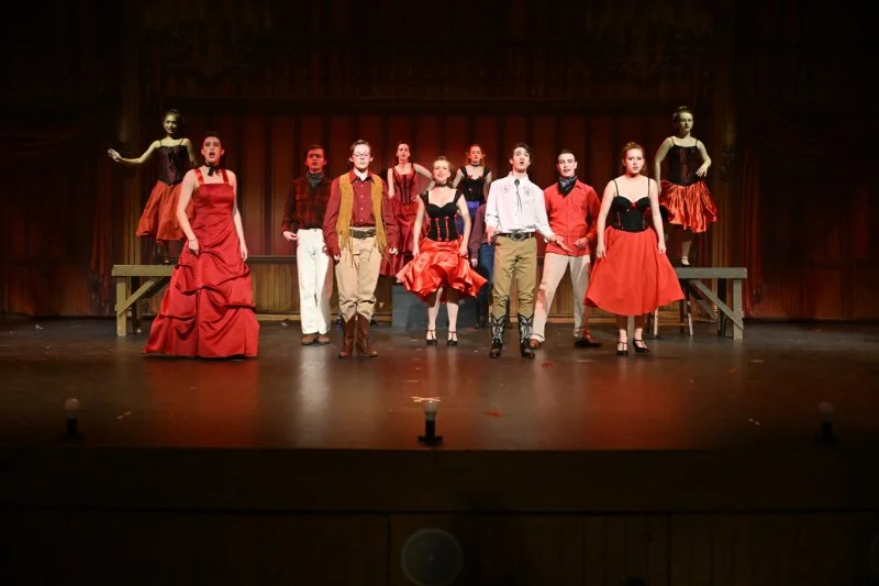 Hand embroidered corset, handmade skirts. Curtains, Lincoln-Sudbury Regional High, 2023 