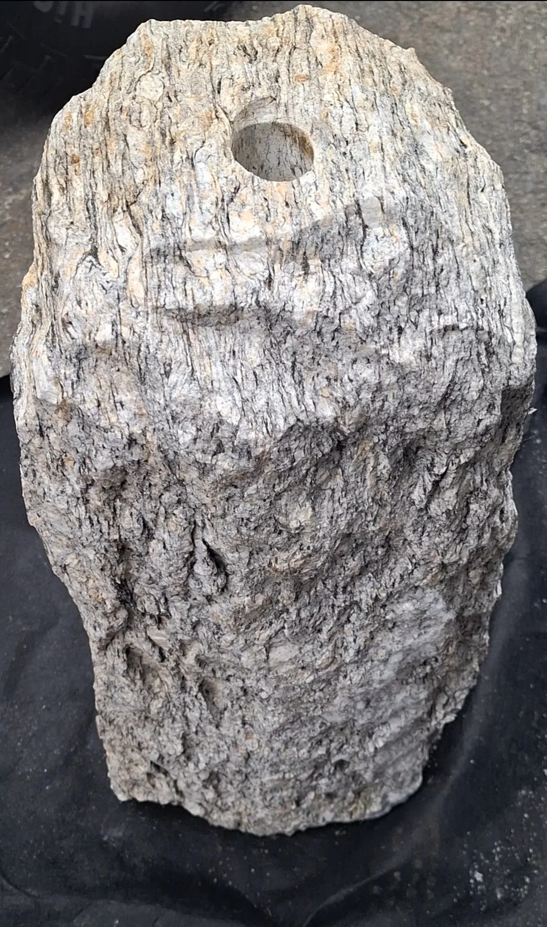 Petrified Wood Stone Cored Pillar - Custom Water Feature Piece